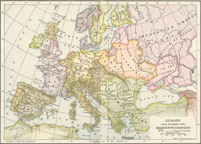 Europe in the Middle of the 16th Century