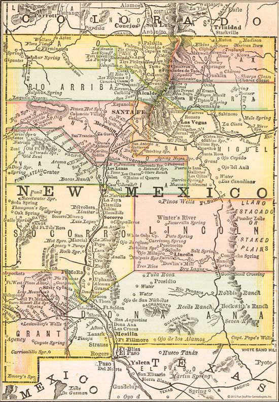 1884 Map of New Mexico