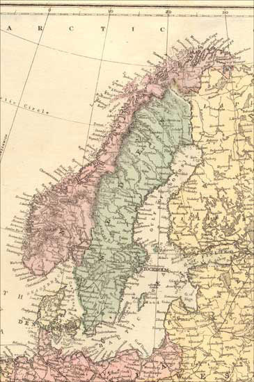 1873 Map of Sweden and Norway