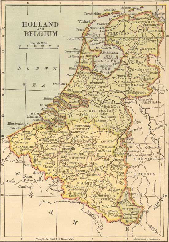 1882 Map of Holland & Belgium