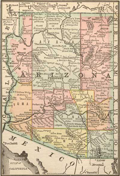 1884 Map of Arizona