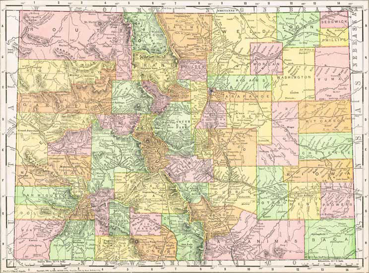 1884 Map of Colorado