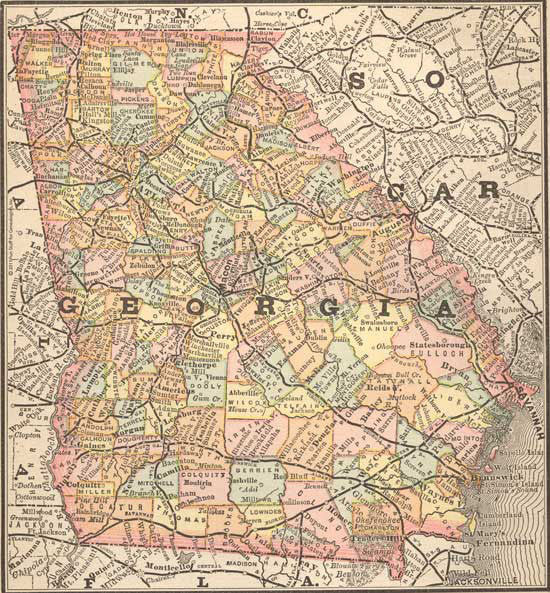 1884 Map of Georgia