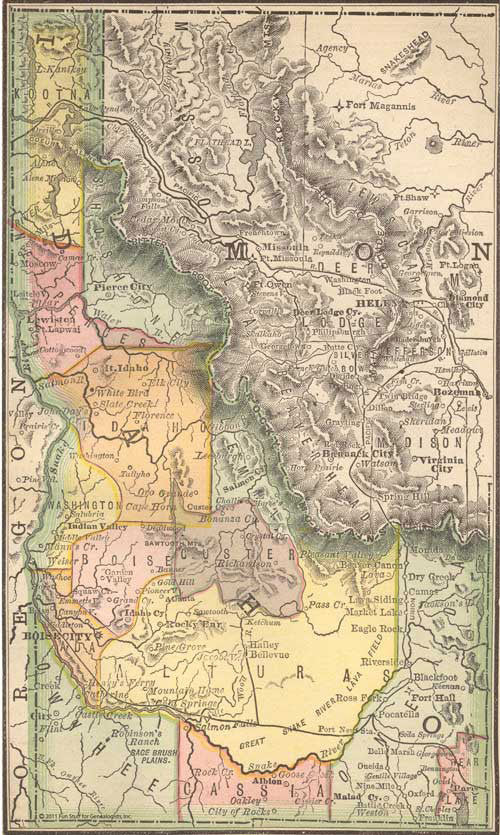 1884 Map of Idaho