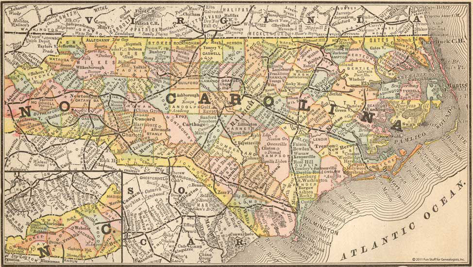 1884 Map of North Carolina