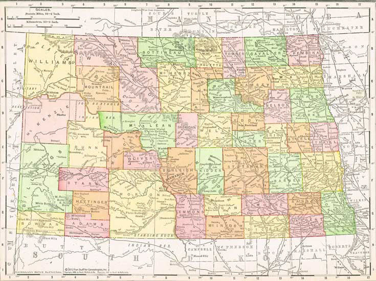 1909 Map of North Dakota