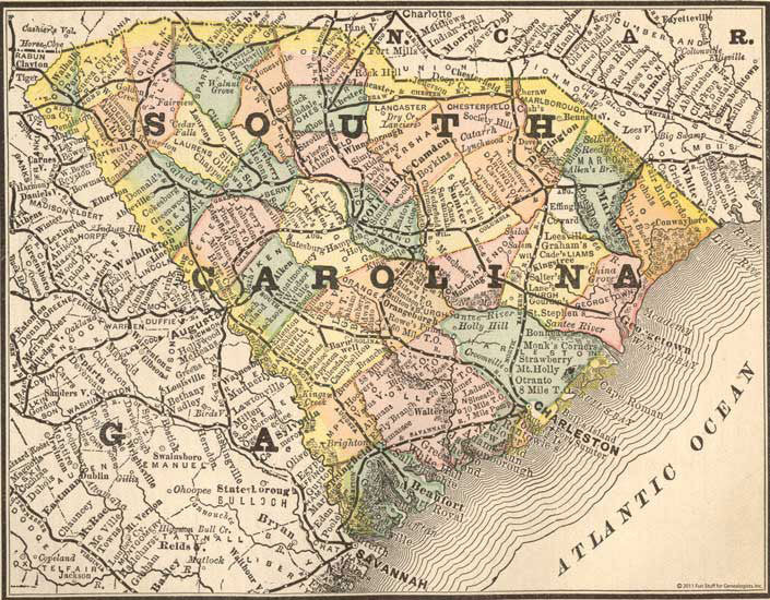 1884 Map of South Carolina