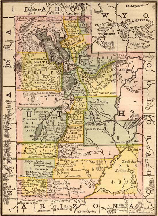 1884 Map of Utah