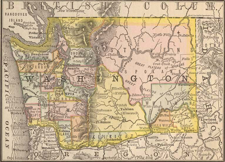 1884 Map of Washington State