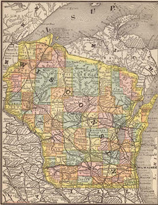 1884 Map of Wisconsin