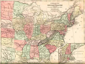Railroad map of the USA 1886