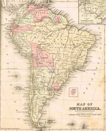 1886 Map of South America