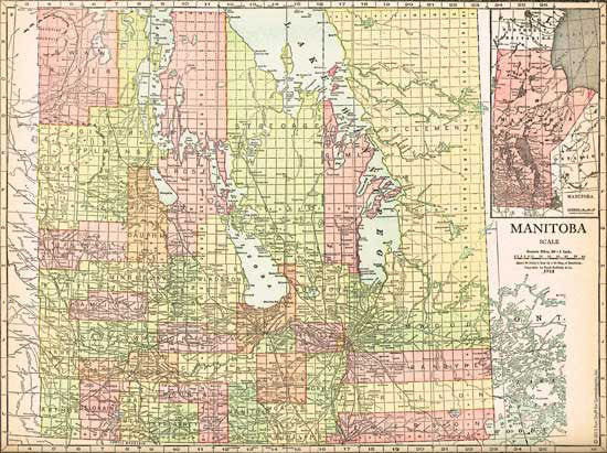 1915 Map of Manitoba, Canada