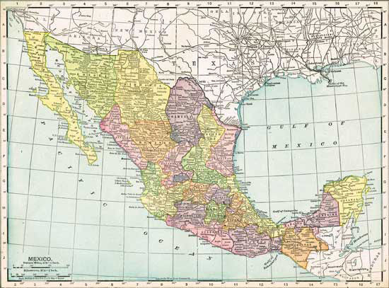 1911 Map of Mexico