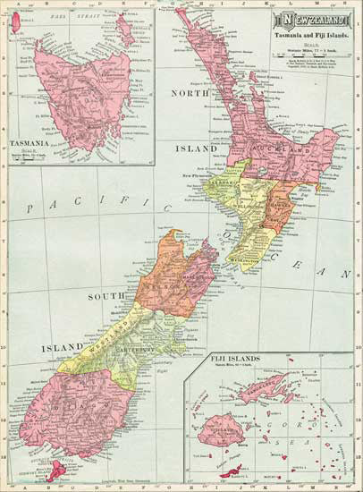 1908 Map of New Zealand