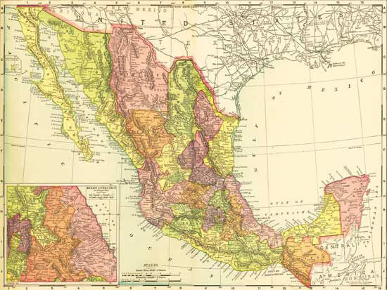 1895 Map of Mexico