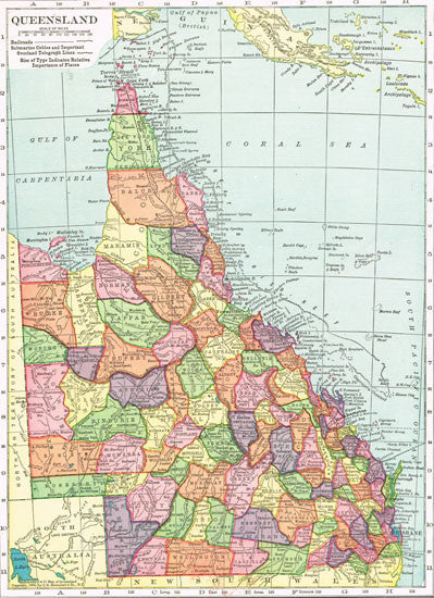 1905 Map of Queensland, Australia