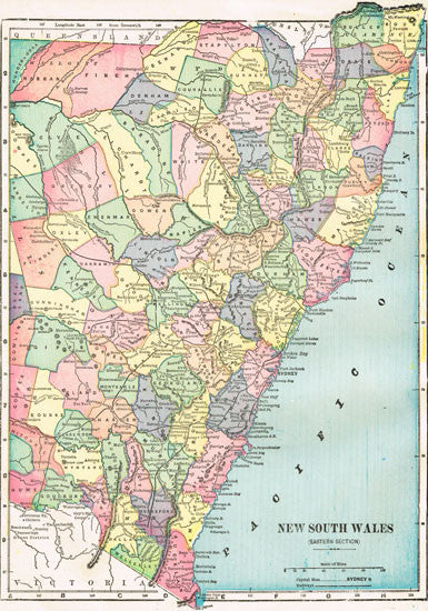 1902 Map of New South Wales, Australia
