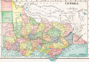 1908 Map of Victoria, Austrailia