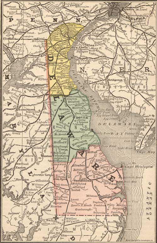 1884 Map of Delaware