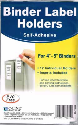 Binder Label Holders 4" - 5"