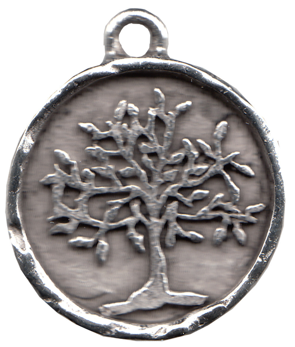 Antique Silver-Plated Pewter Tree of Life   3/4" diameter   je-423