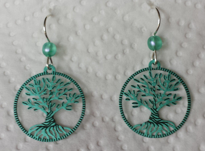 Turquoise Tree of Life Earring with Turquoise Bead