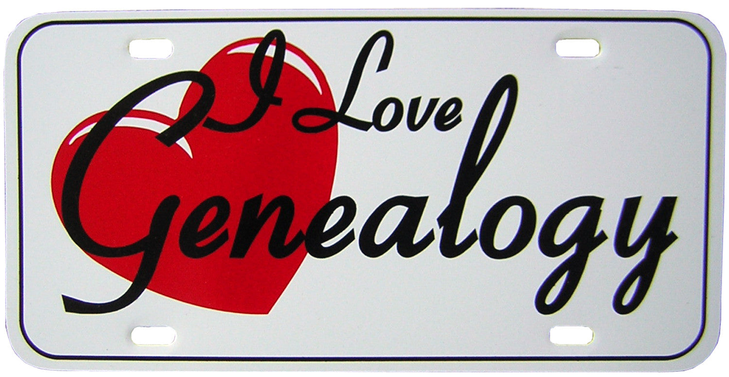 "I Love Genealogy" License Plate
