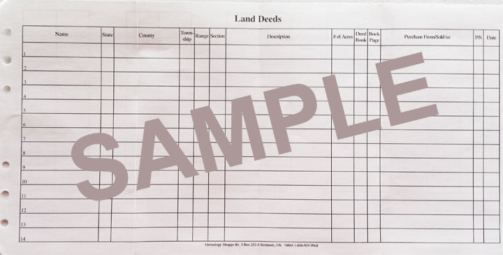 Mini Binder refill - Land Deed form (LD)